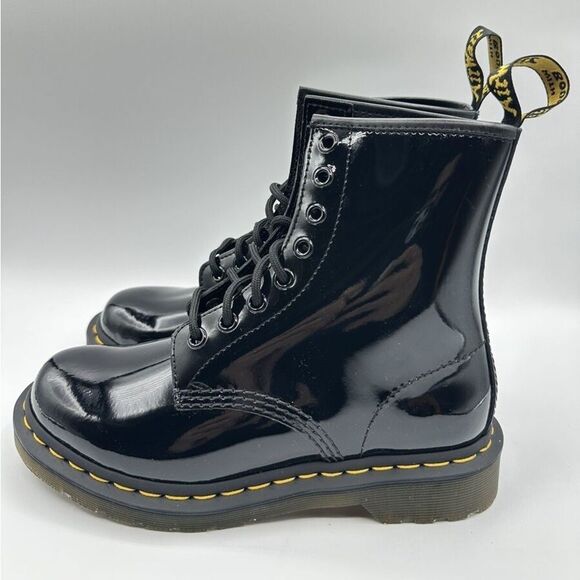Dr. Martens black patent leather 1460 lace up boots - Picture 1 of 11